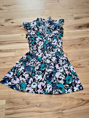 PINCH Floral Mini Dress in Blue & Pink Size Small New W/O Tags